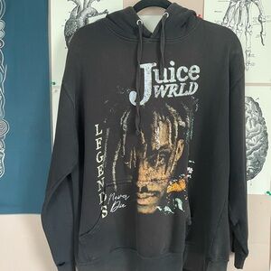 worn black Juice Wrld hoodie (mens)
